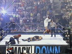 Lita using the Moonsault to help out Jeff